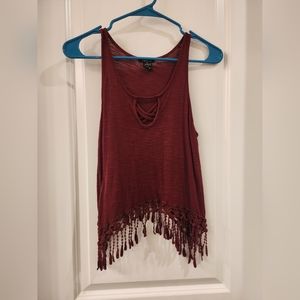 Maroon Crochet Boho Crop Top